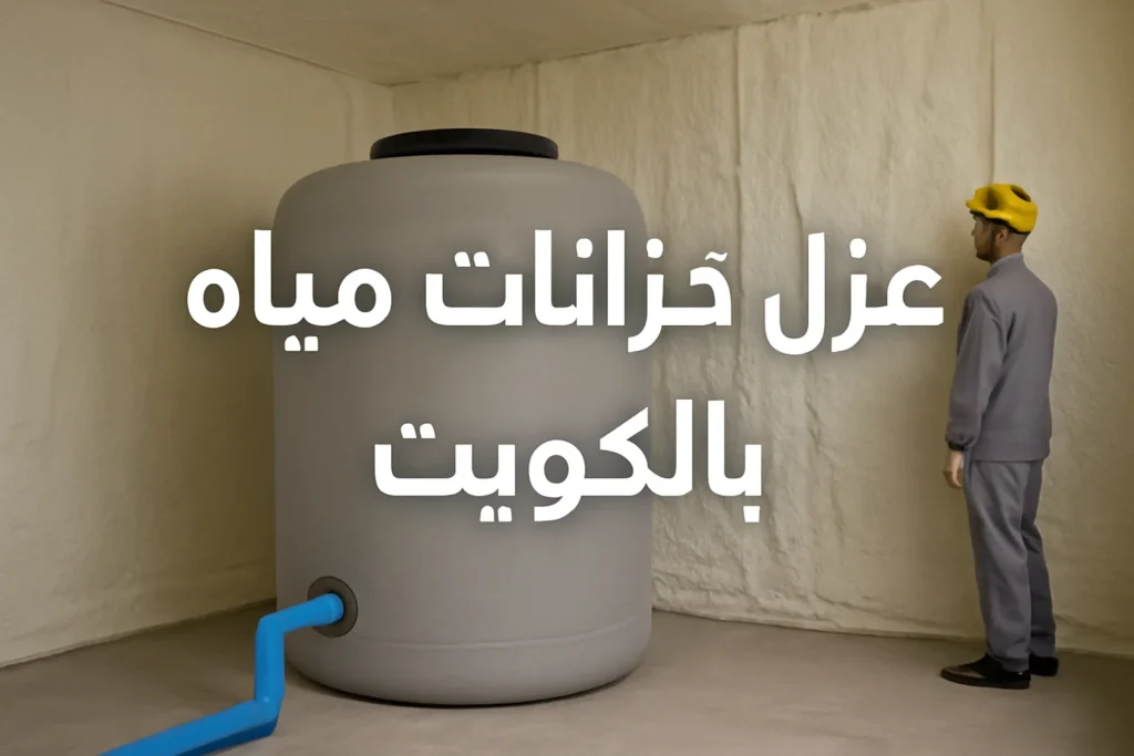 عامل يفتش خزان مياه معزول في غرفة باستخدام رغوة عازلة