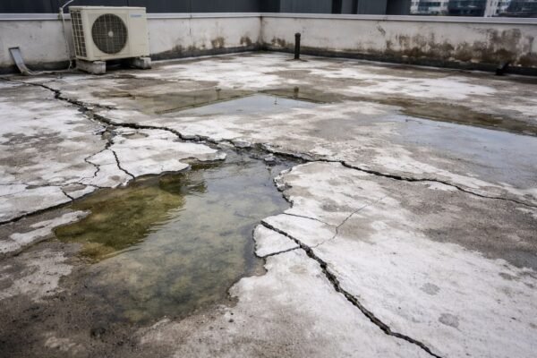 سطح متشقق مع تسرب مياه