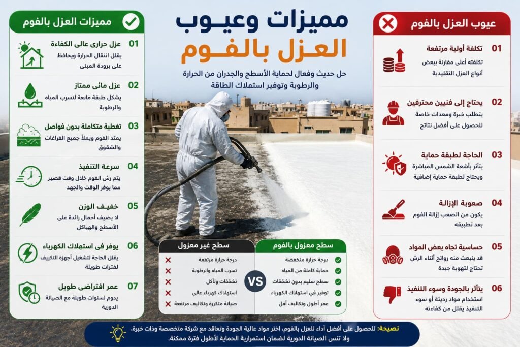 مميزات وعيوب العزل بالفوم للأسطح