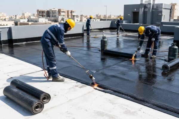 فريق فني ينفذ أعمال العزل